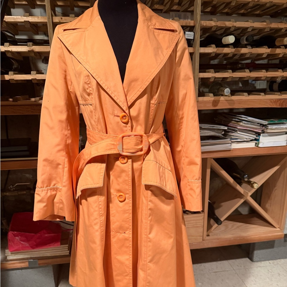 Vintage Women's Orange Trench Coat with Belt